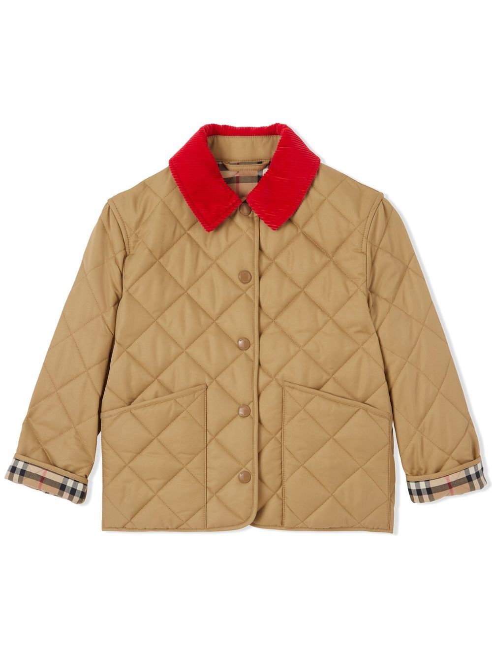 Burberry Kids 博柏利 灯芯绒衣领绗缝夹克 - 中性色