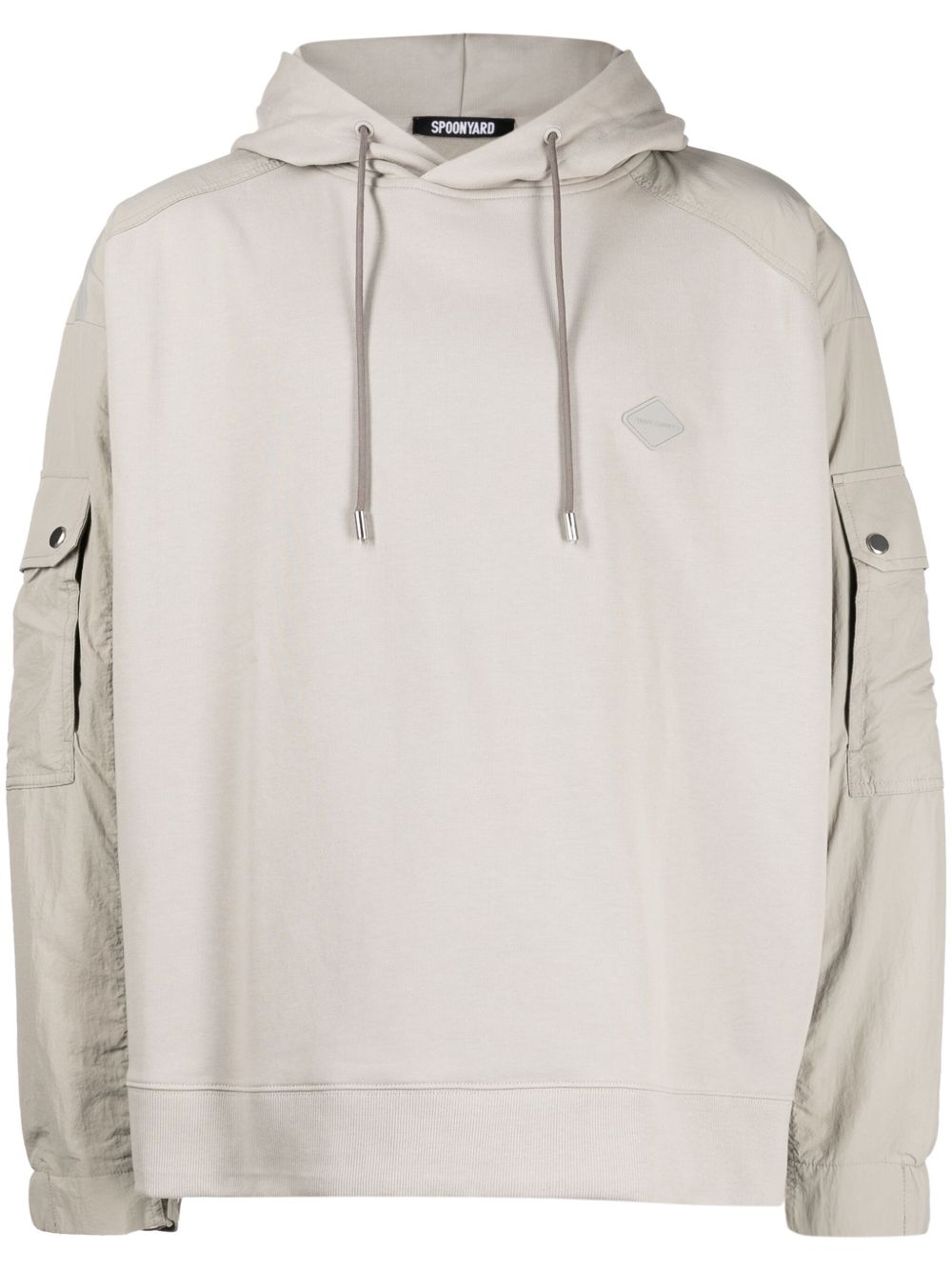 Spoonyard logo-appliqué panelled hoodie - 中性色