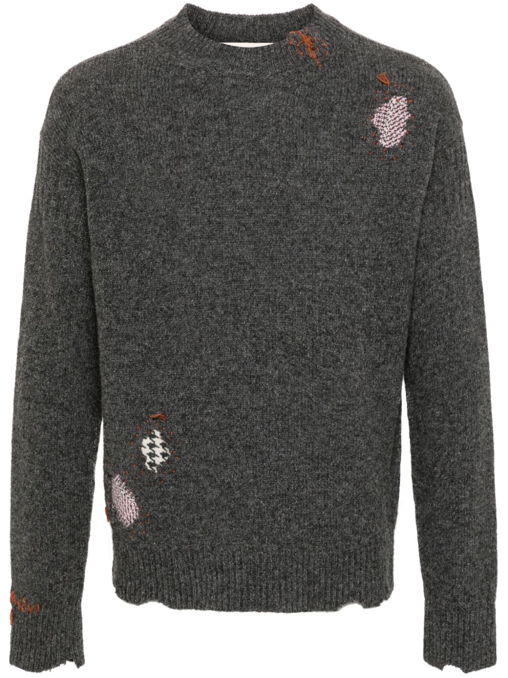 Marni Shetland 撕裂细节毛衣 - 灰色