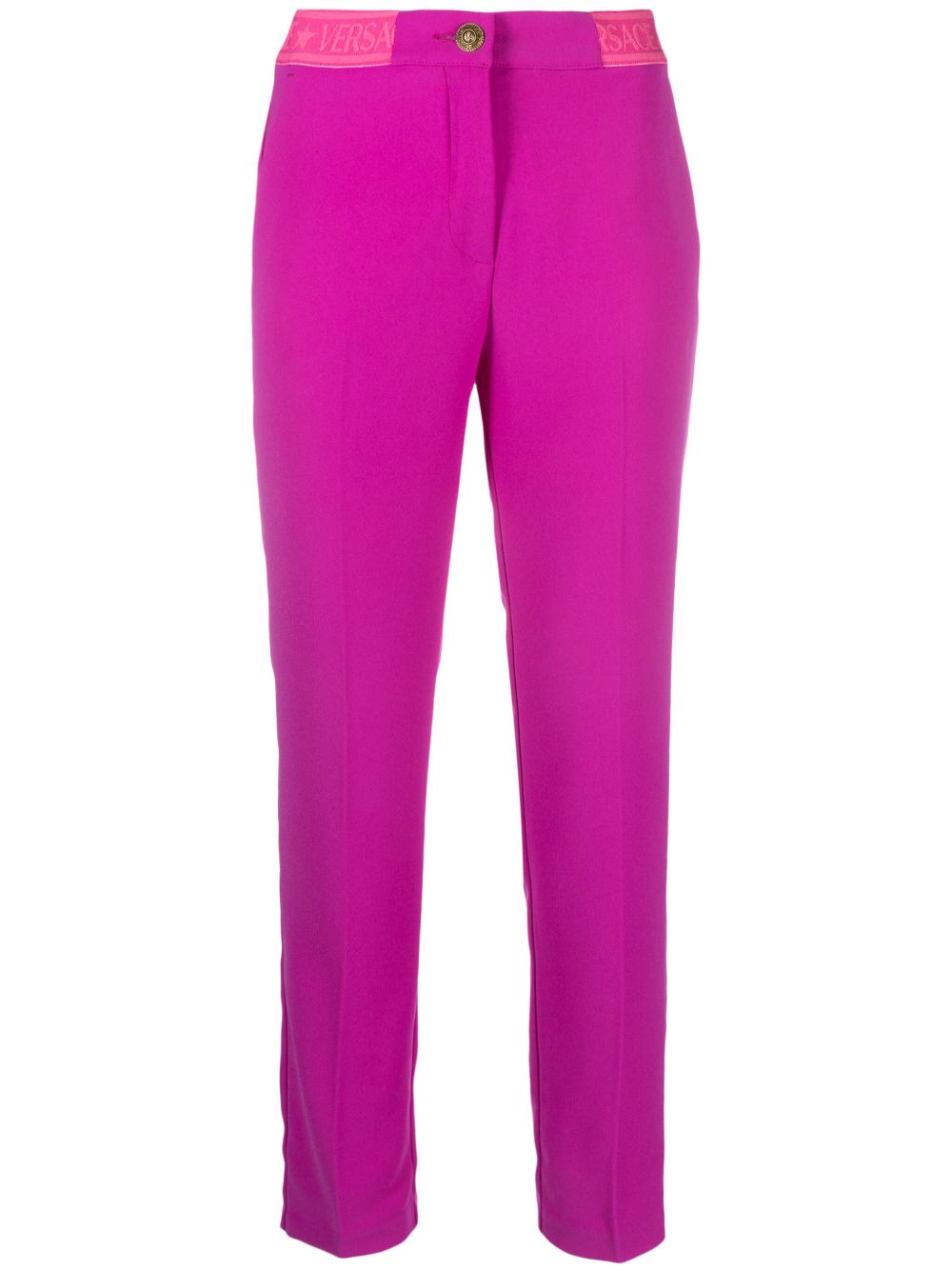 Versace Jeans Couture logo裤腰修身长裤 - 粉色
