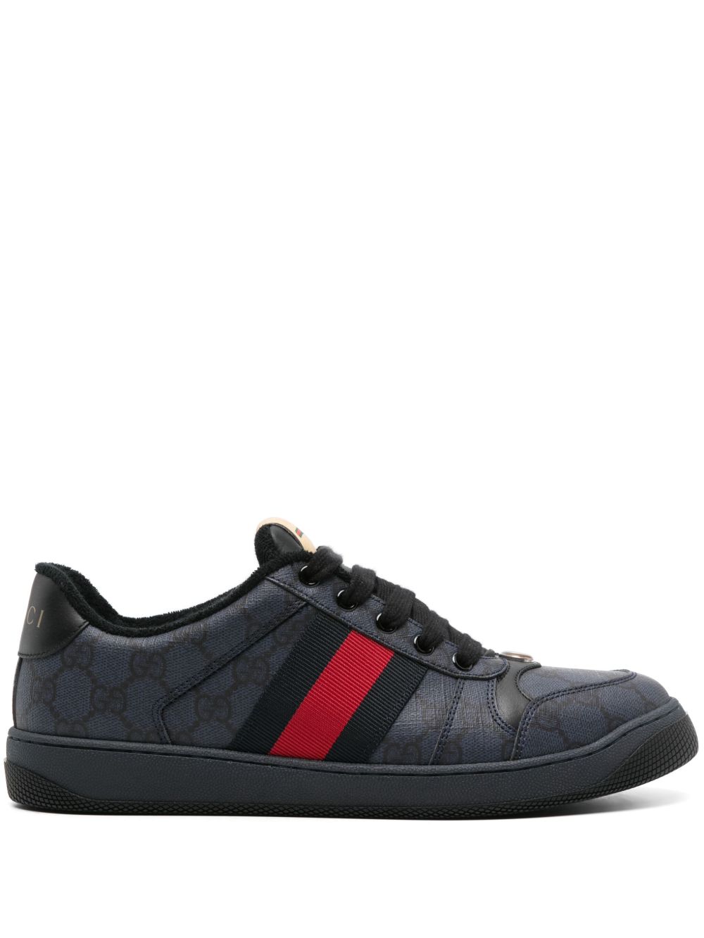 Gucci Screener GG Supreme 皮质运动鞋 - 蓝色