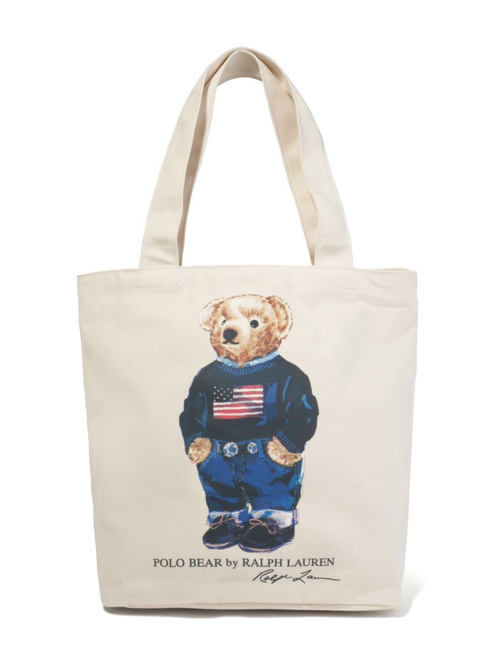 POLO RALPH LAUREN KIDS Polo Bear 印花棉单肩包 - 中性色