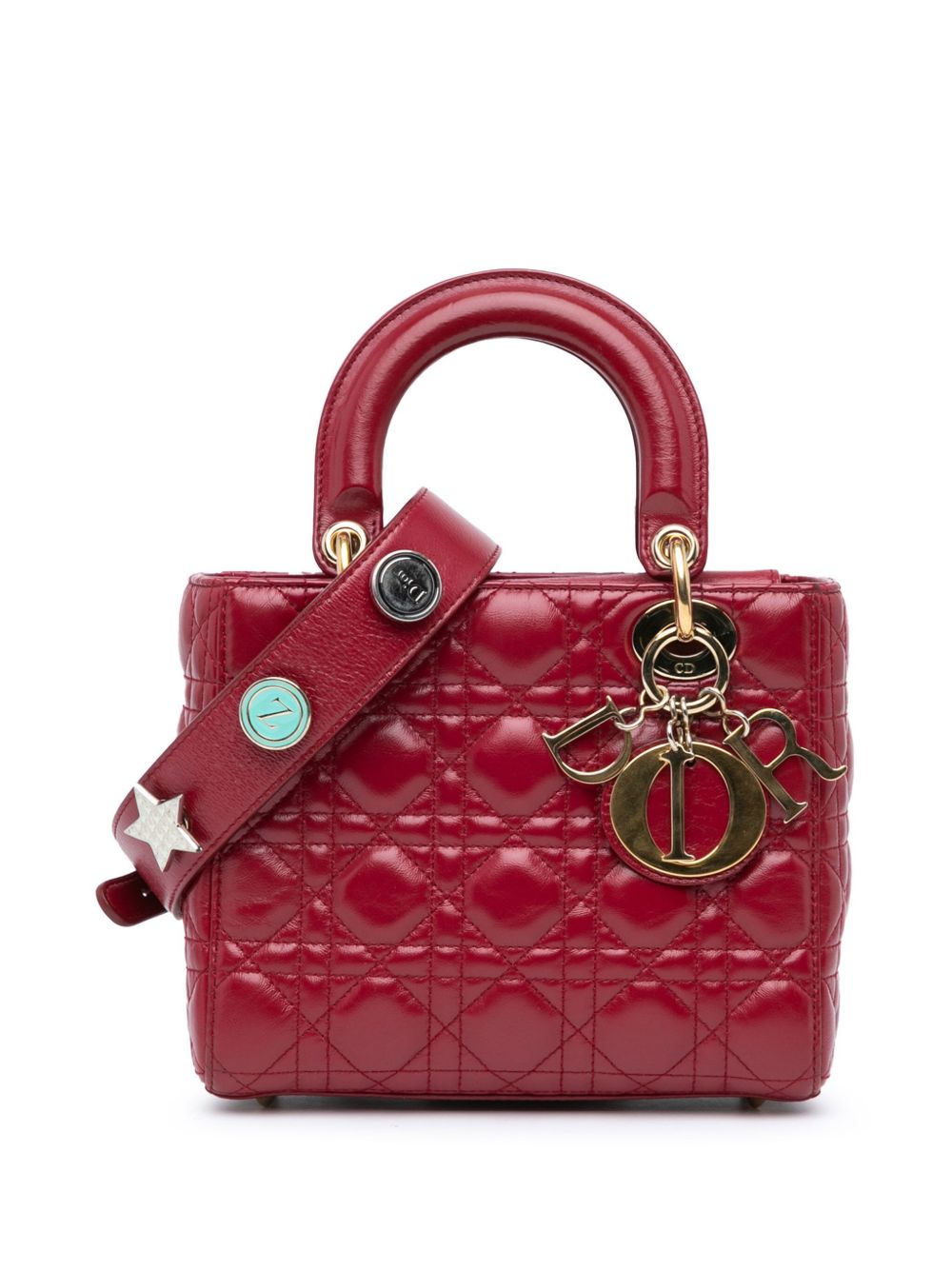 Christian Dior Pre-Owned Small Lambskin Cannage My ABCDior Lady Dior 斜挎包（2018年典藏款） - 红色