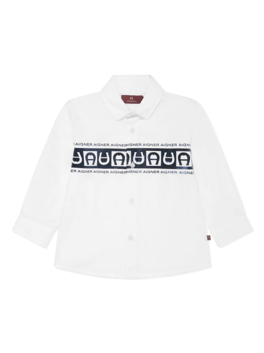 Aigner Kids logo印花棉衬衫 - 白色