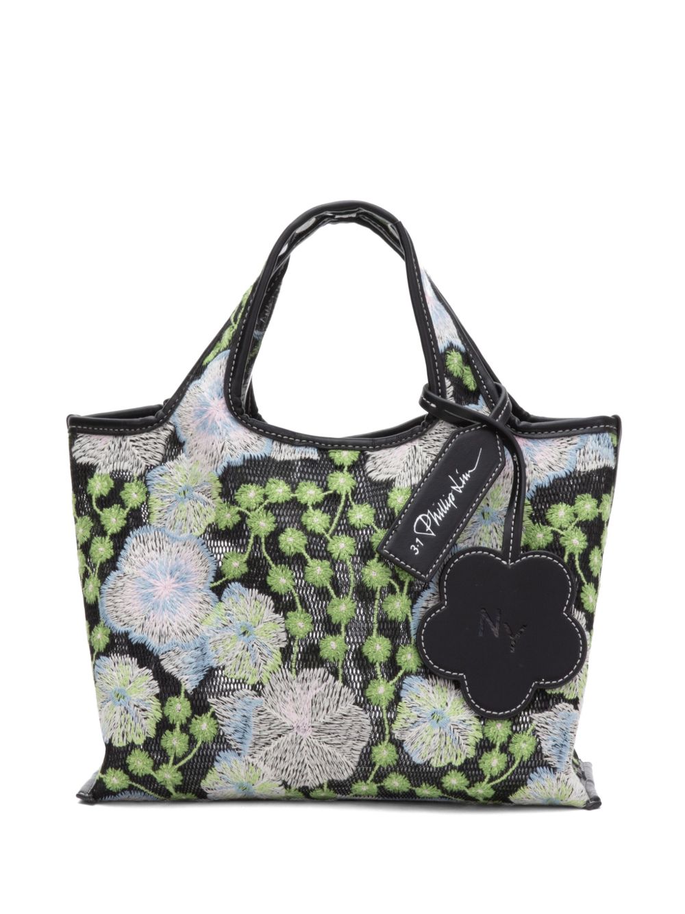3.1 Phillip Lim Market 花卉刺绣托特包 - 黑色