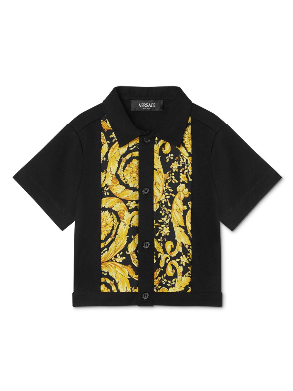 Versace Kids 巴洛克印花拼接衬衫 - 黑色