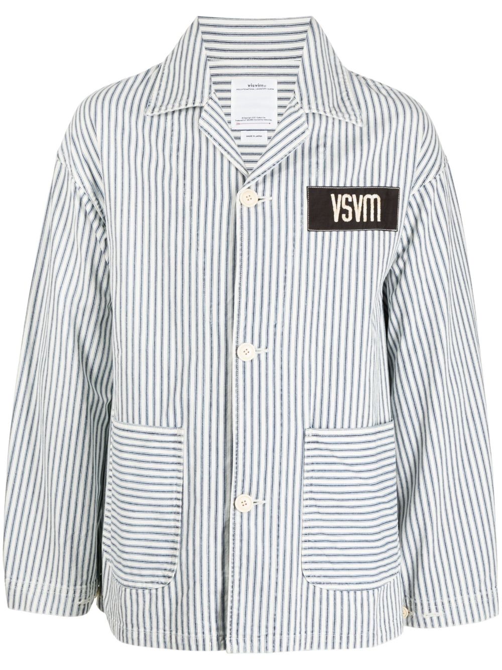 visvim 标贴条纹夹克 - 蓝色