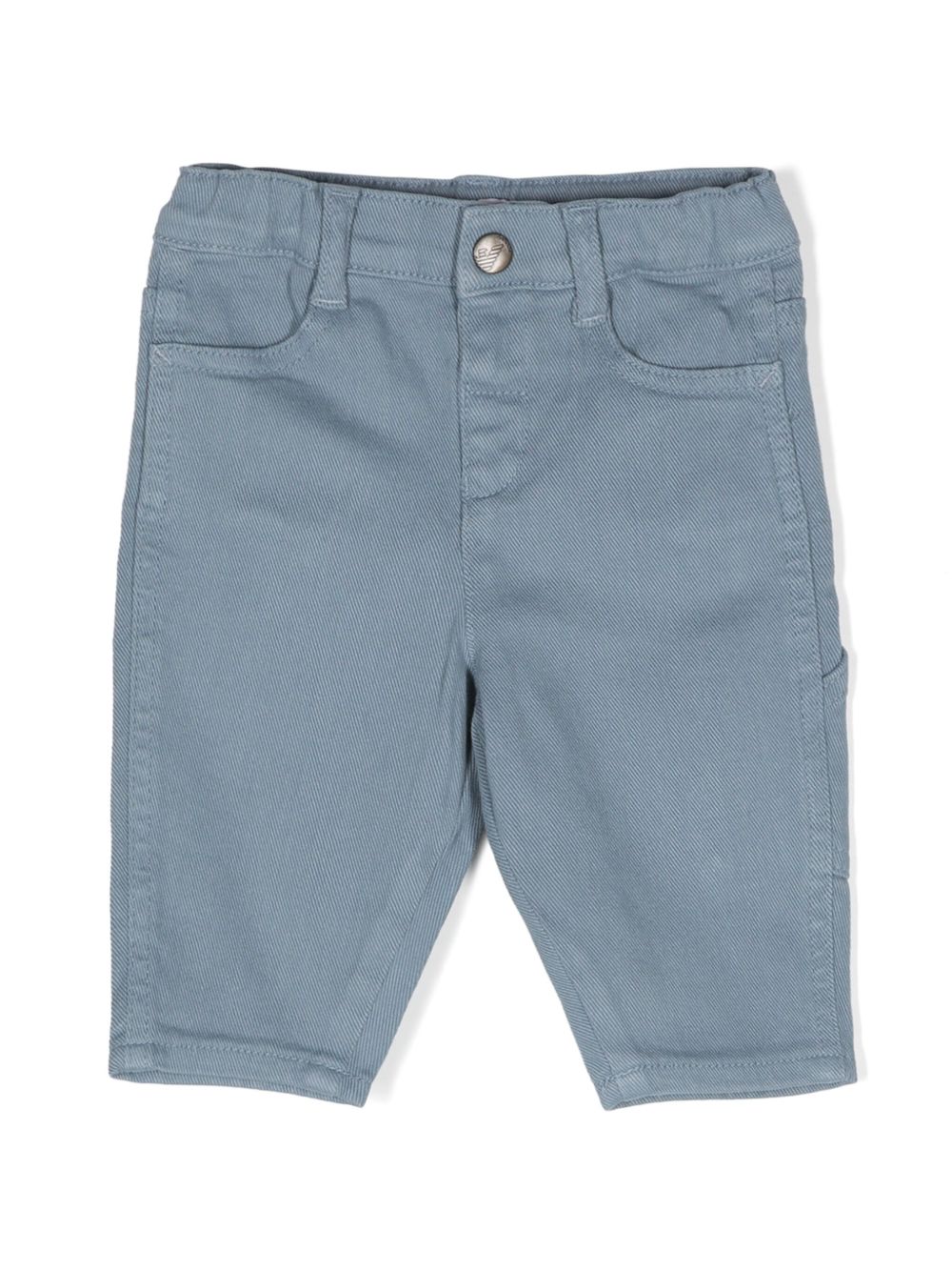 Emporio Armani Kids 斜纹布直筒裤 - 蓝色