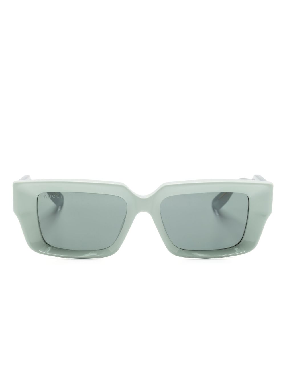 Gucci Eyewear logo凹面压花长方形镜框太阳眼镜 - 绿色