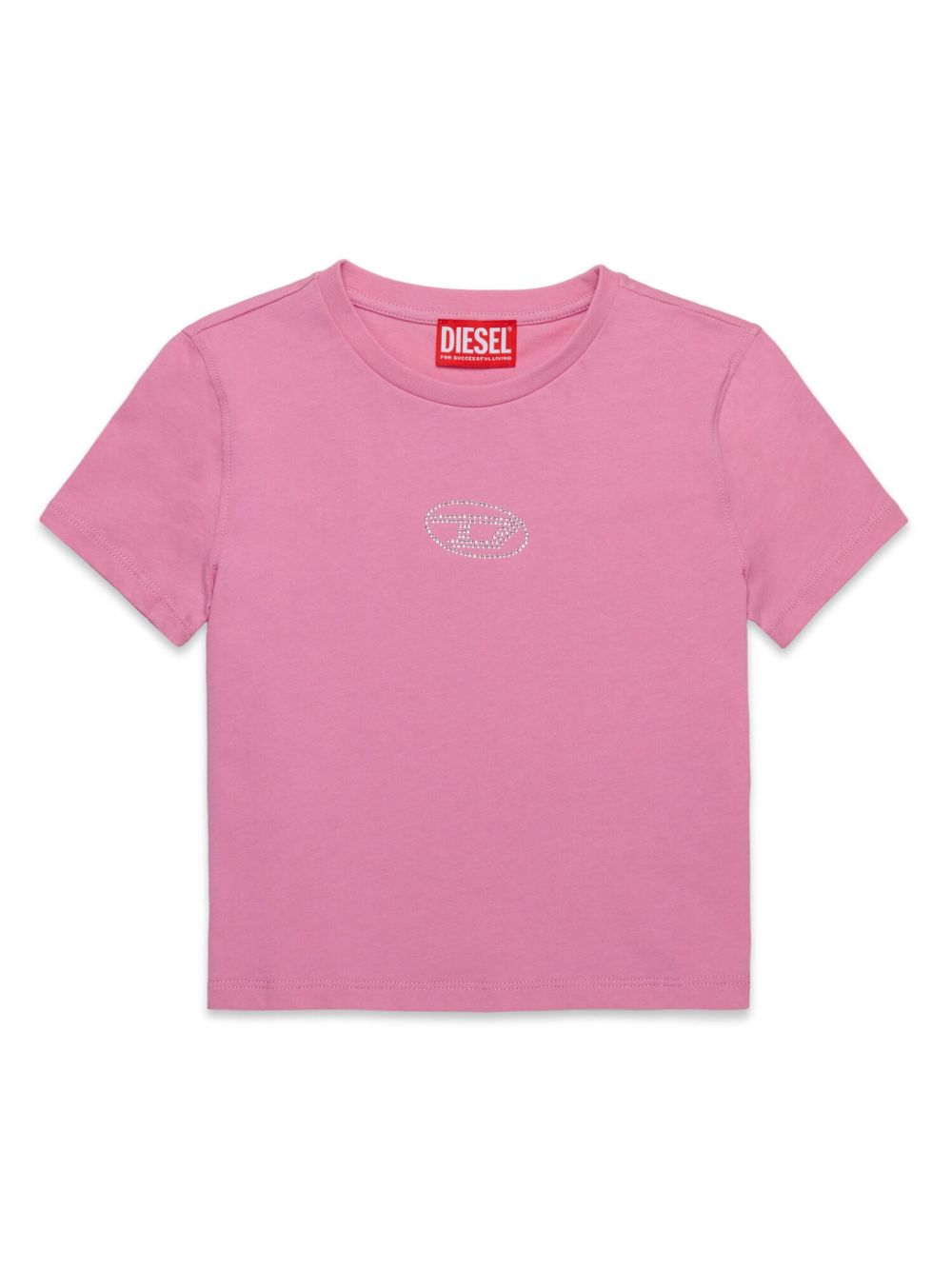 Diesel Kids logo印花棉T恤 - 粉色