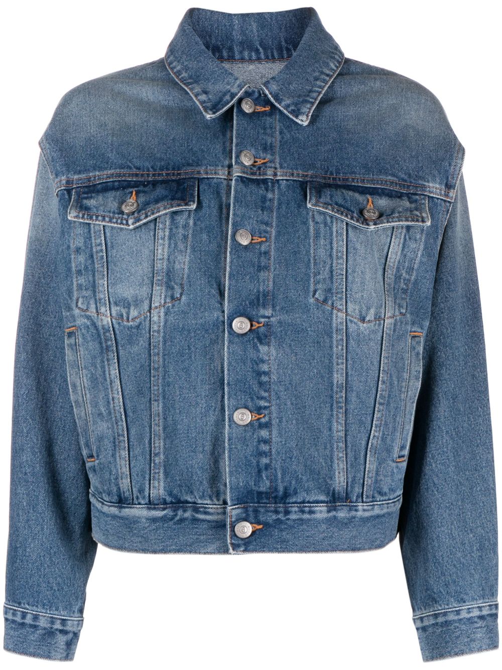 MM6 Maison Margiela logo纽扣袖窿牛仔夹克 - 蓝色