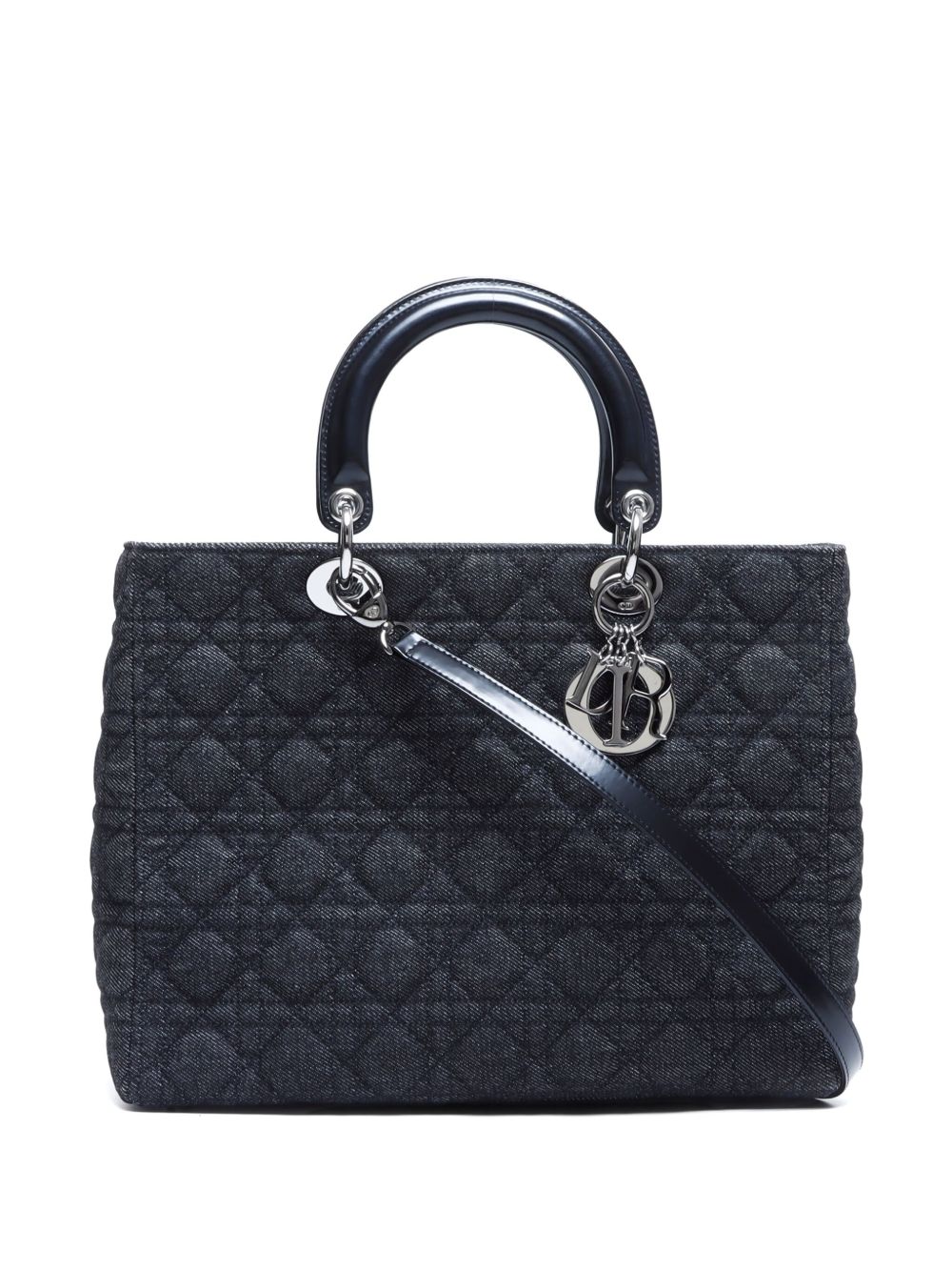 Christian Dior Pre-Owned Cannage Lady Dior 大号两用手提包（典藏款） - 黑色