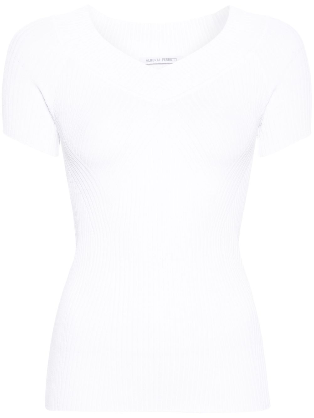 Alberta Ferretti V领针织上衣 - 白色