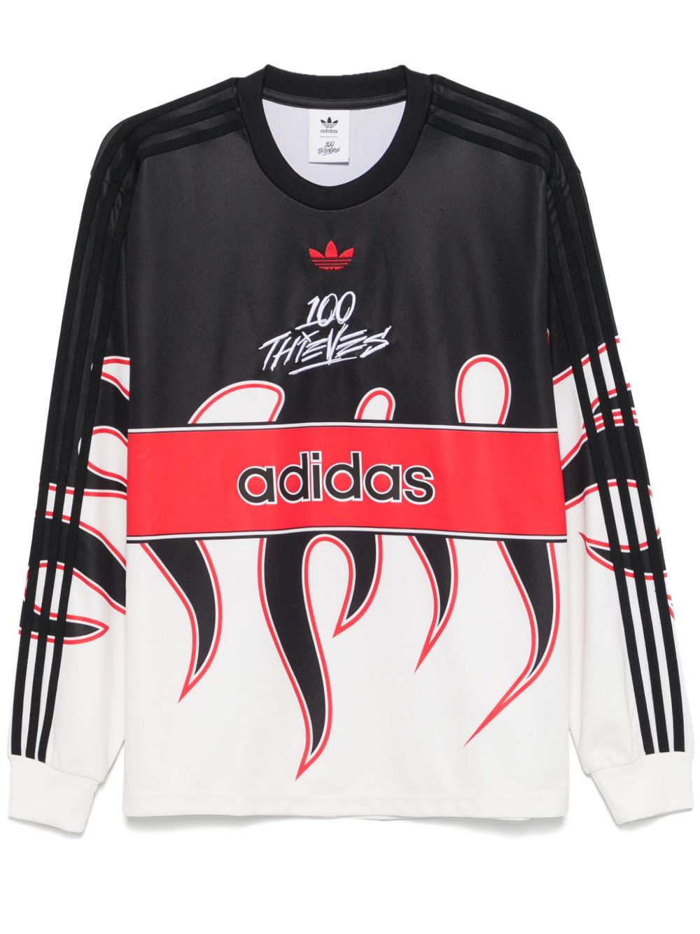 adidas x 100 Thieves logo刺绣T恤 - 黑色