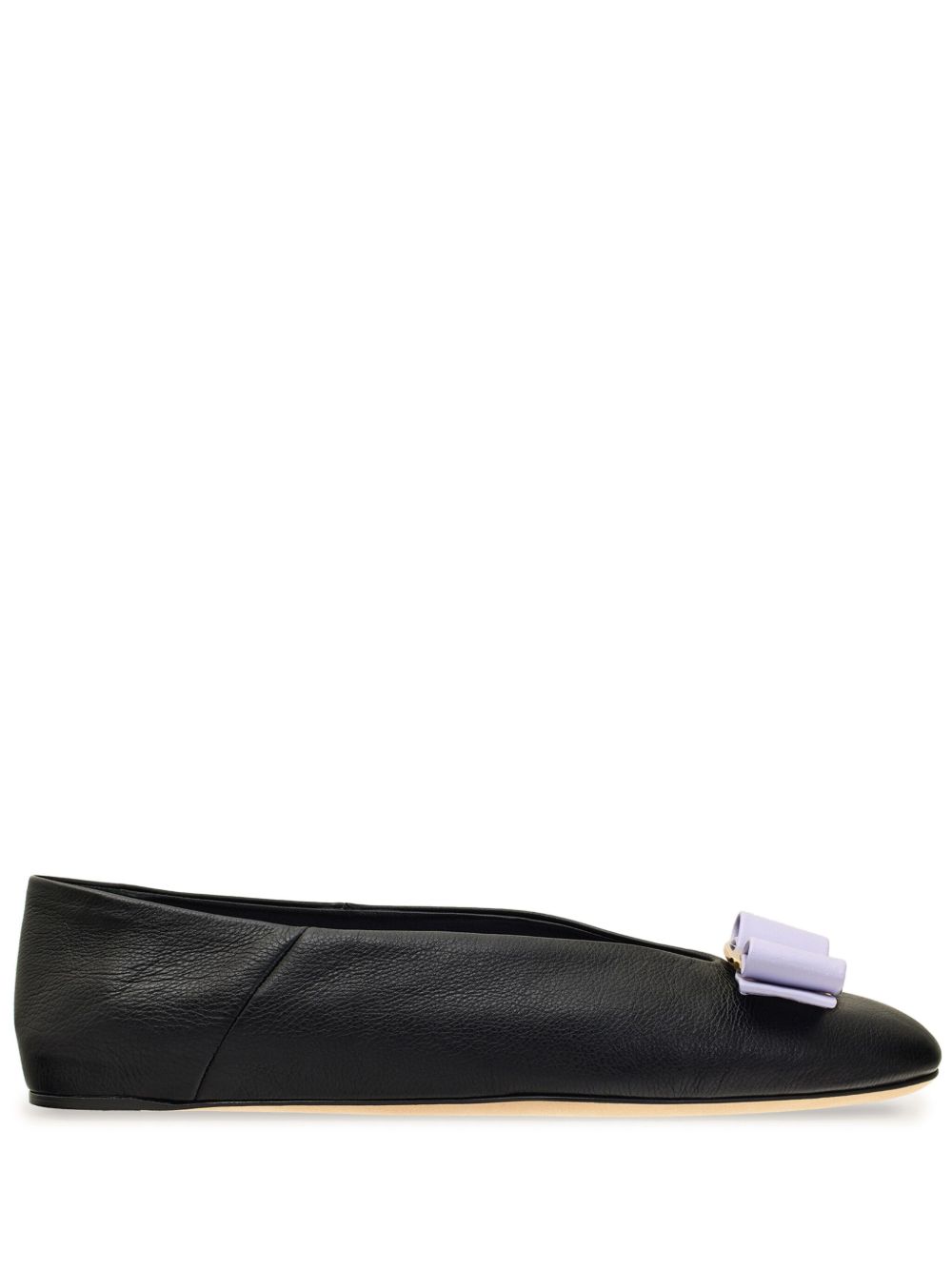 Ferragamo Vara 皮质芭蕾平底鞋 - 黑色