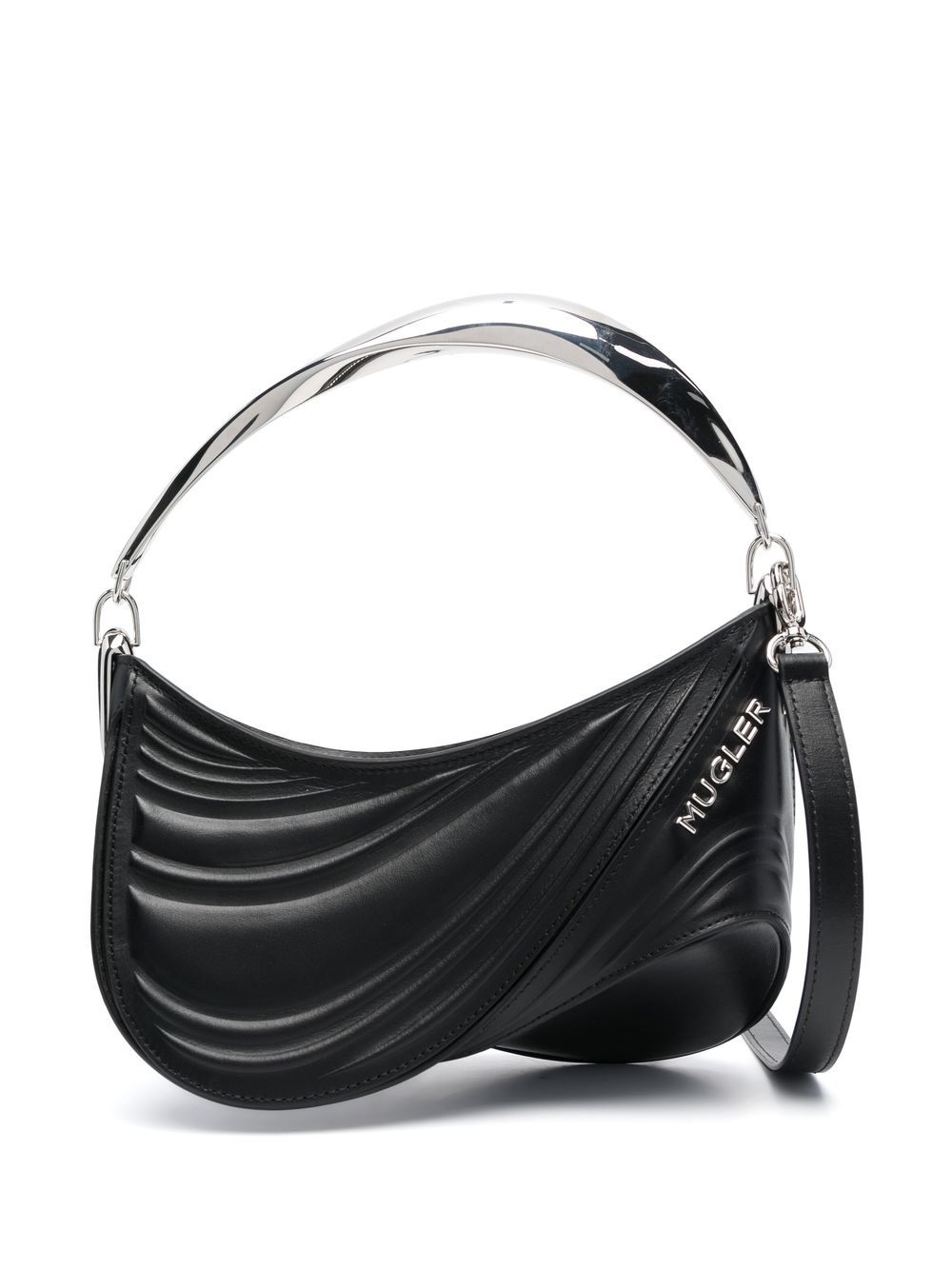 Mugler Spiral Curve 01 压纹小号手提包 - 黑色