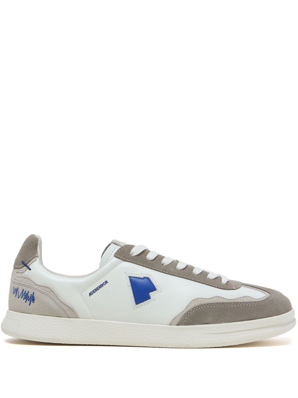 Ader Error logo刺绣拼接皮质运动鞋 - 白色