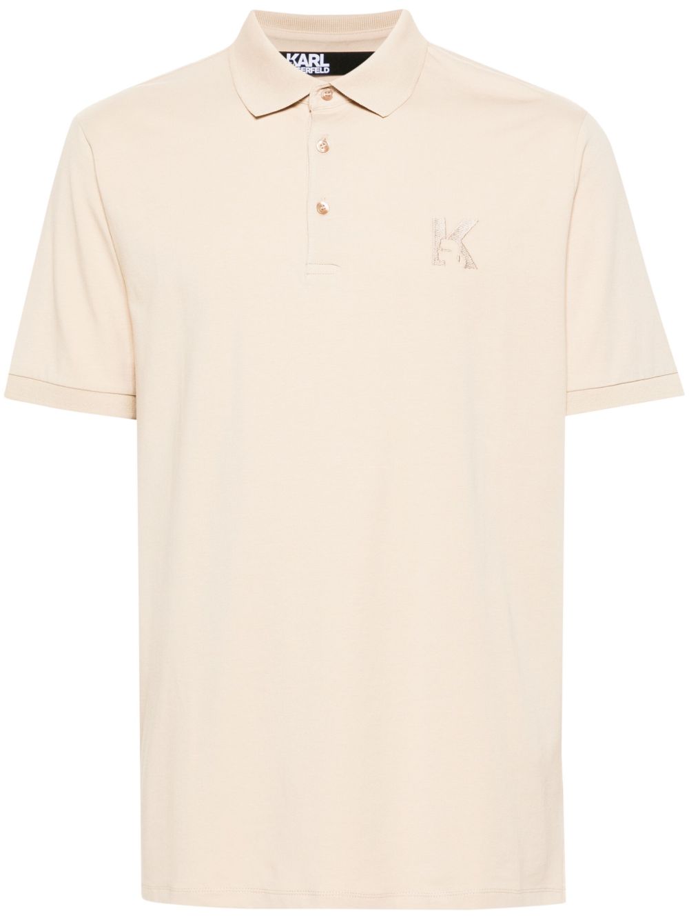 Karl Lagerfeld logo刺绣平纹针织polo衫 - 中性色