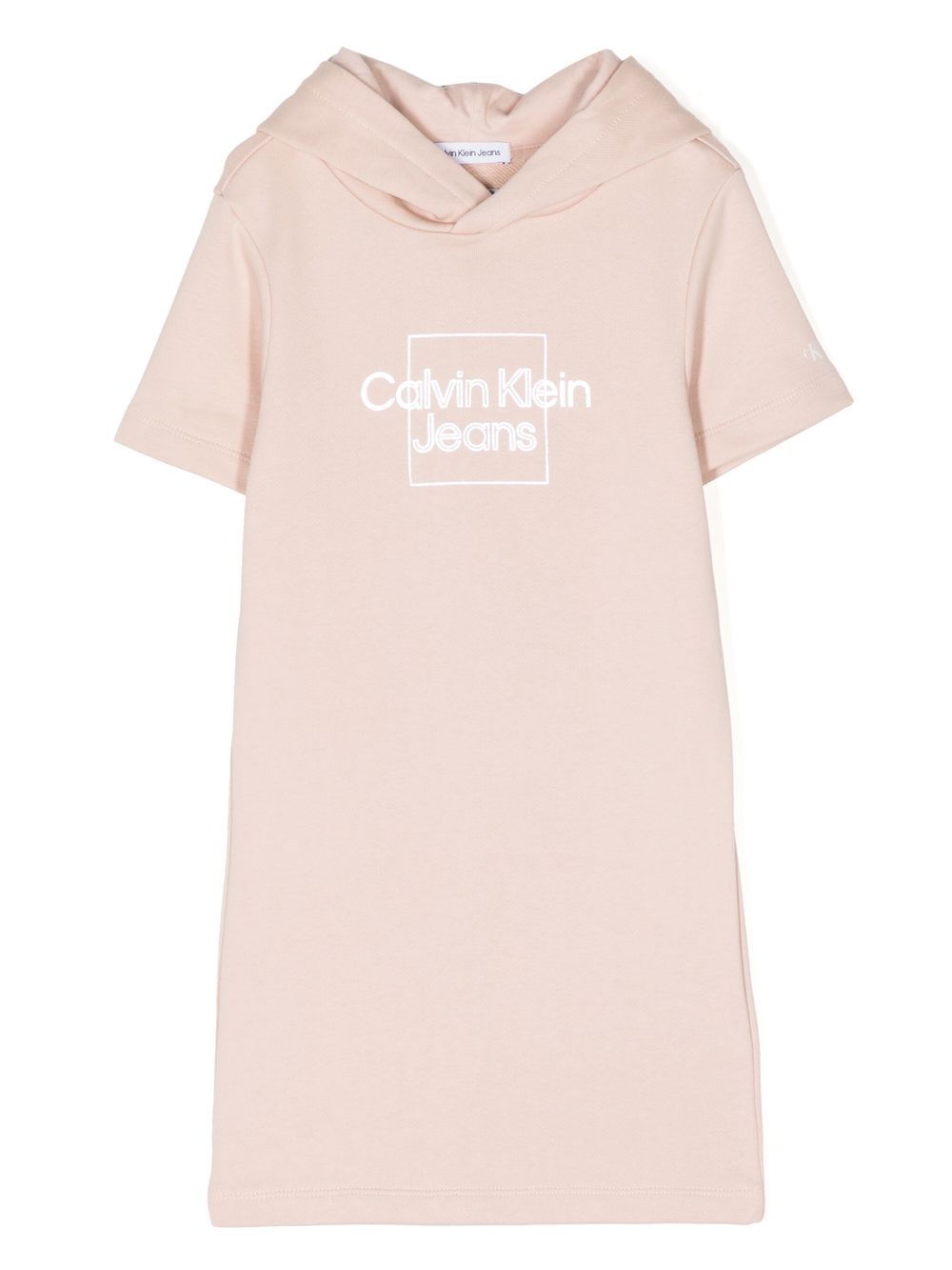 Calvin Klein Jeans logo印花连帽衫式连衣裙 - 粉色