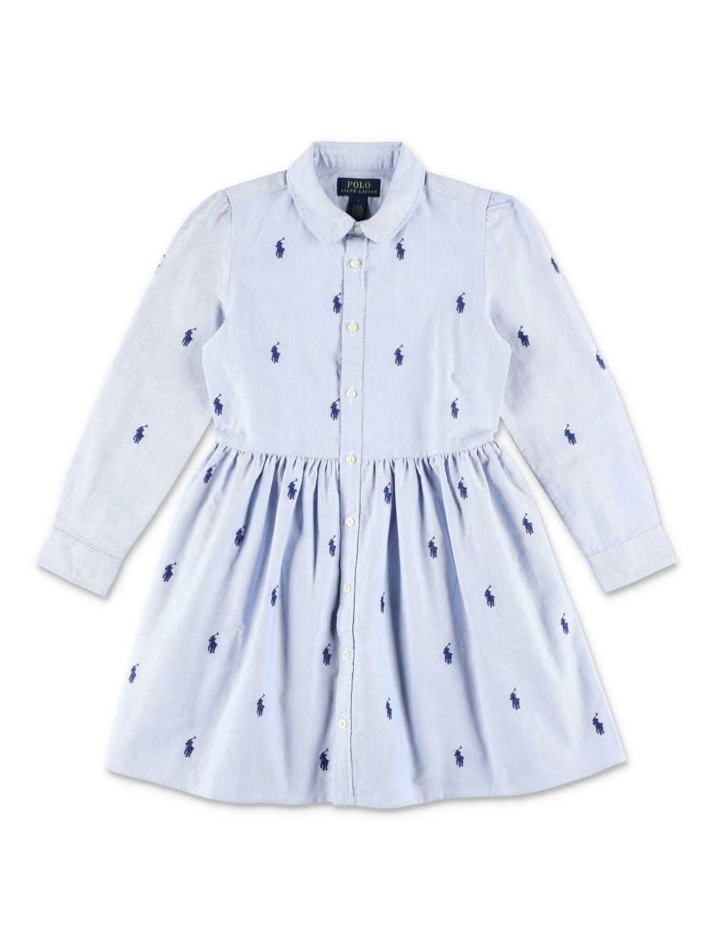 POLO RALPH LAUREN KIDS Polo Pony 刺绣衬衫裙 - 蓝色