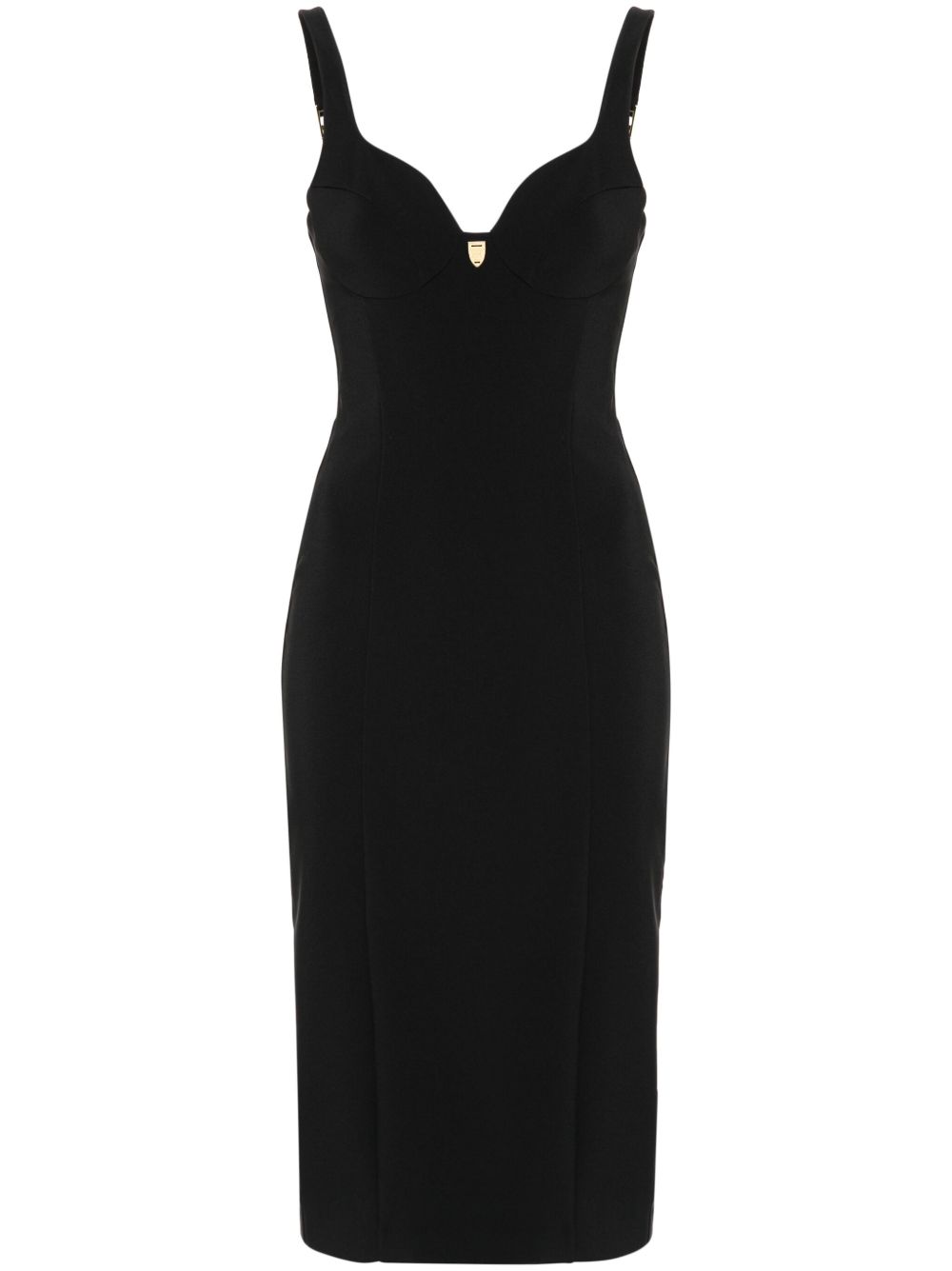 Elisabetta Franchi logo标牌中长连衣裙 - 黑色