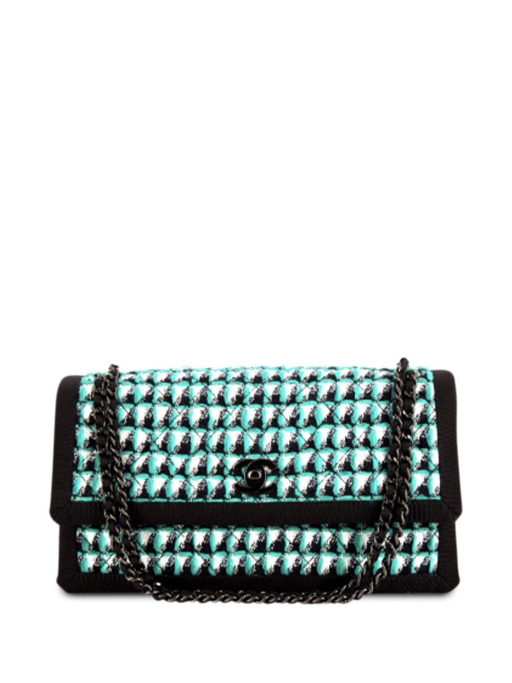 CHANEL Pre-Owned 2016 Timeless houndstooth tweed shoulder bag - 绿色