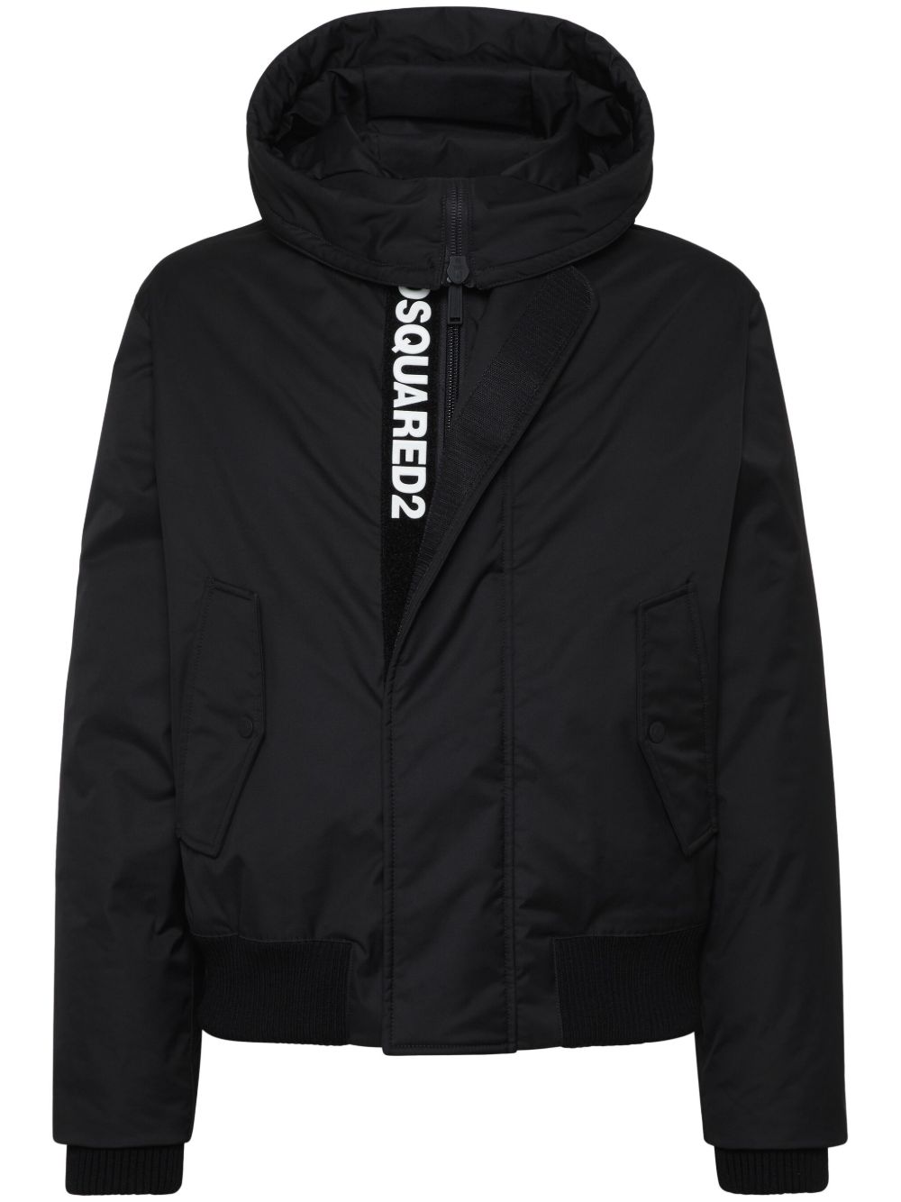 DSQUARED2 隐藏式logo印花填充夹克 - 黑色