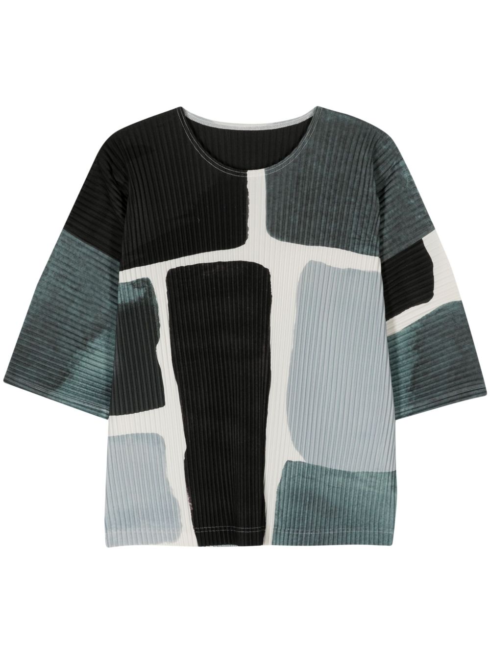 Homme Plissé Issey Miyake Landscape 细褶T恤 - 灰色