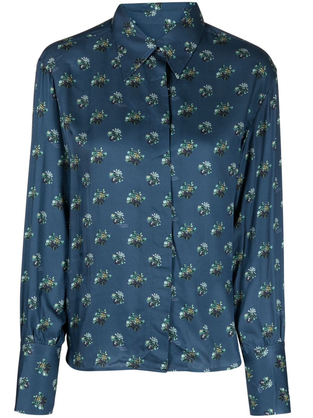Maison Kitsuné 花卉印花长袖衬衫 - 蓝色