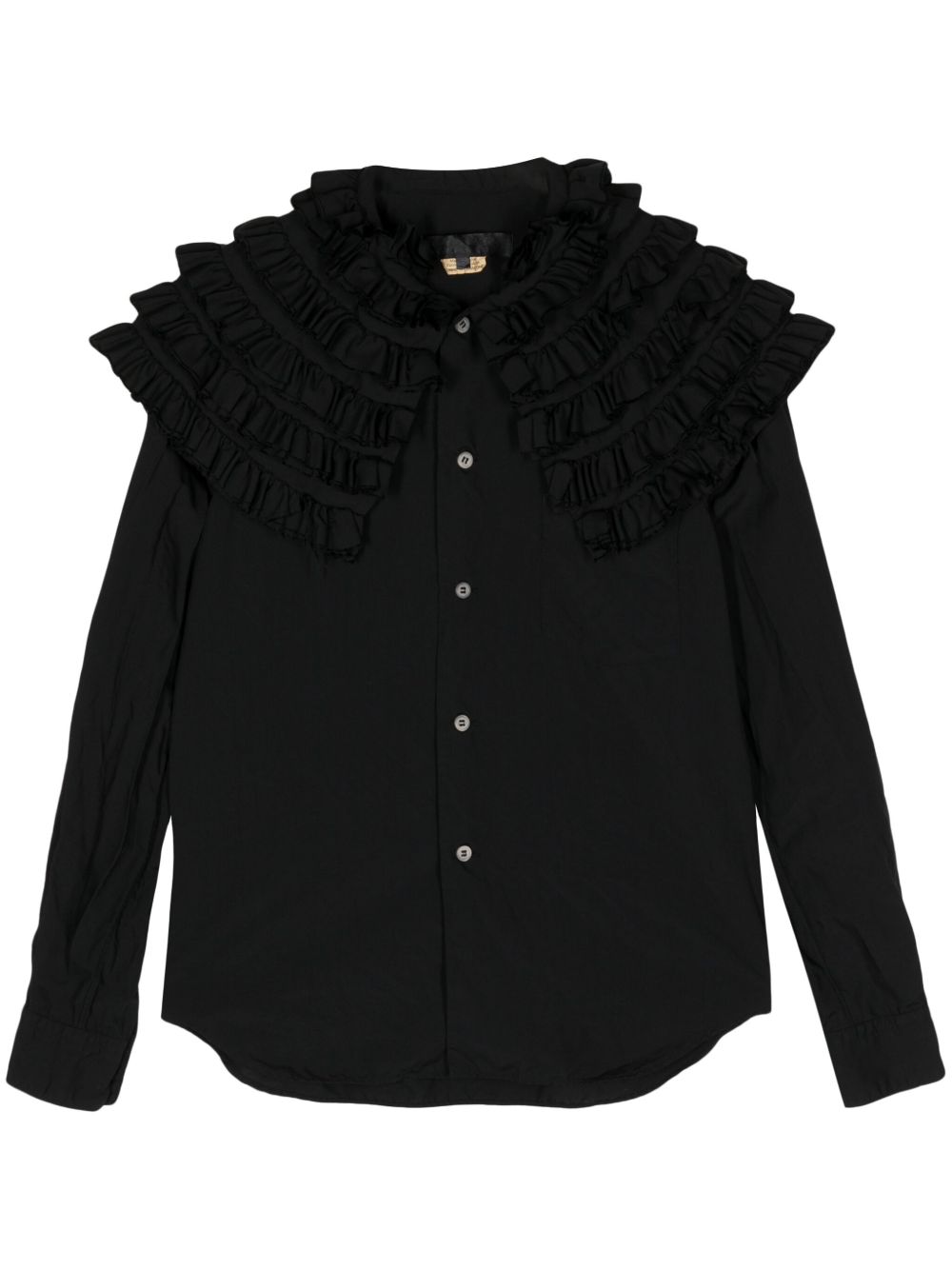 Comme Des Garçons Comme Des Garçons 荷叶边长袖衬衫 - 黑色