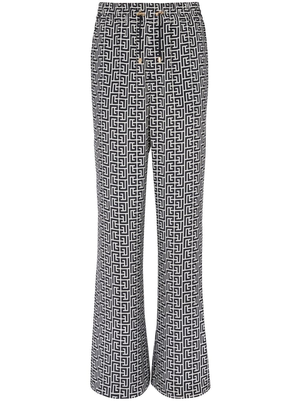 Balmain 经典logo印花阔腿裤 - 白色