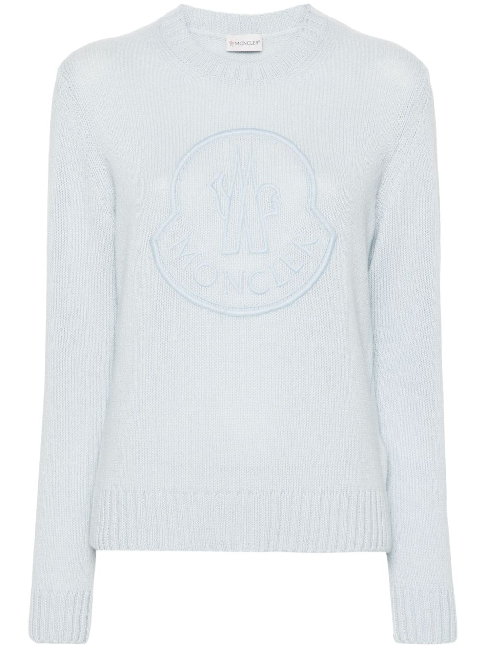 Moncler logo刺绣毛衣 - 蓝色