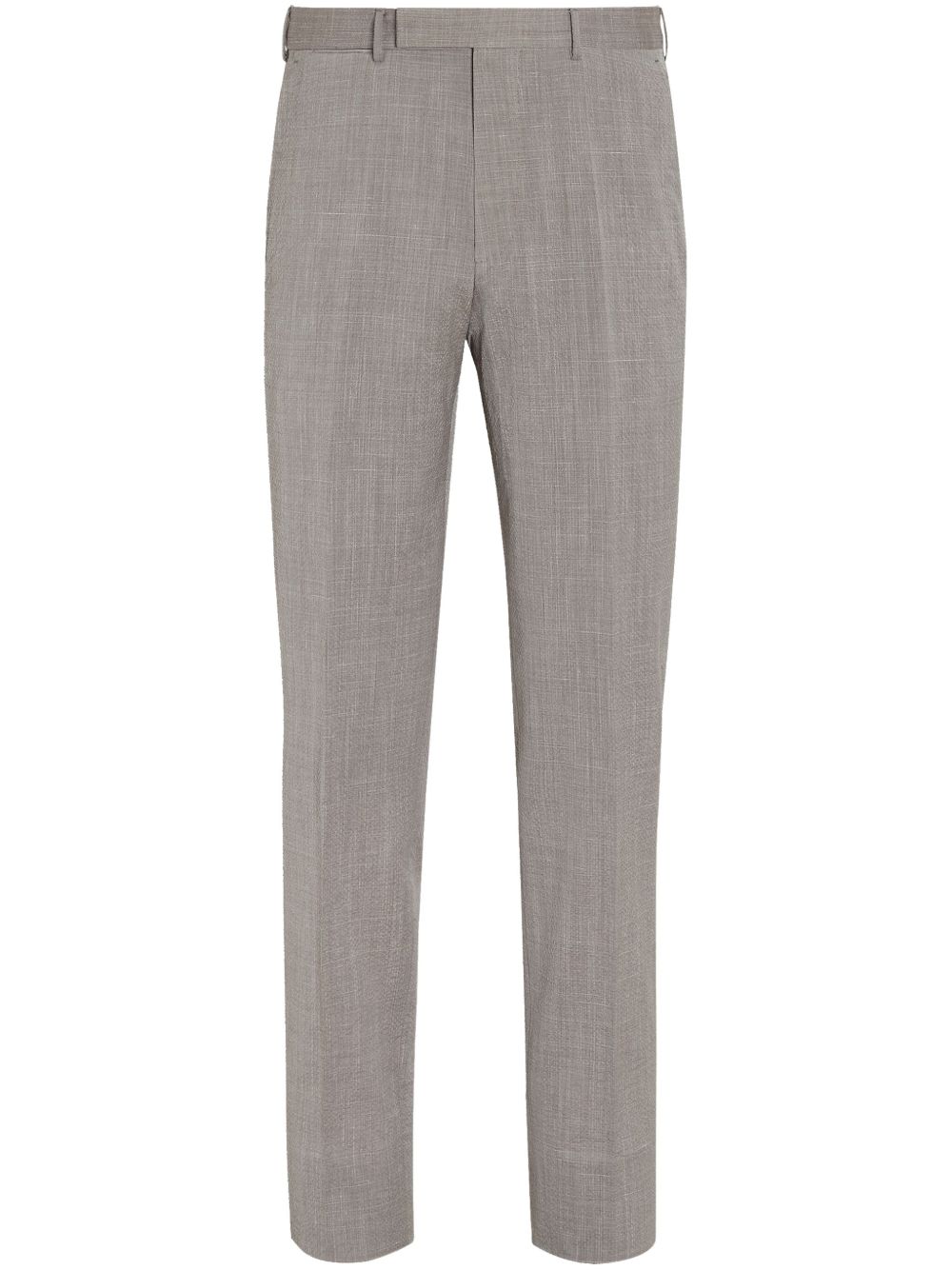 Zegna Trofeo 羊毛真丝泡泡纱长裤 - 中性色