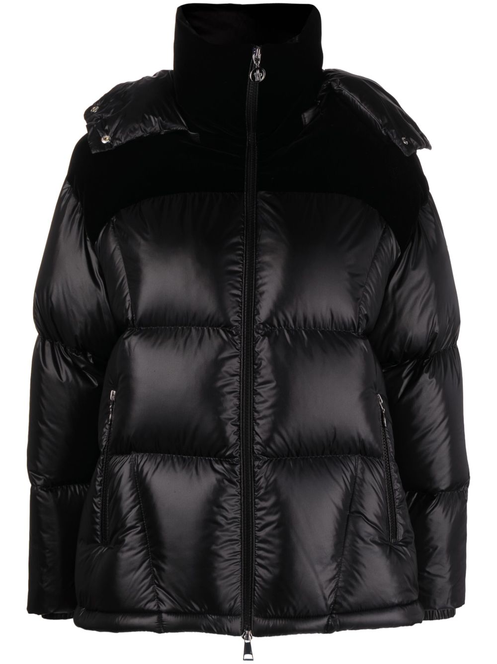Moncler Meandre 丝绒拼接填充夹克 - 黑色