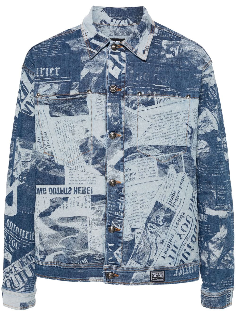 Versace Jeans Couture 杂志印花牛仔夹克 - 蓝色