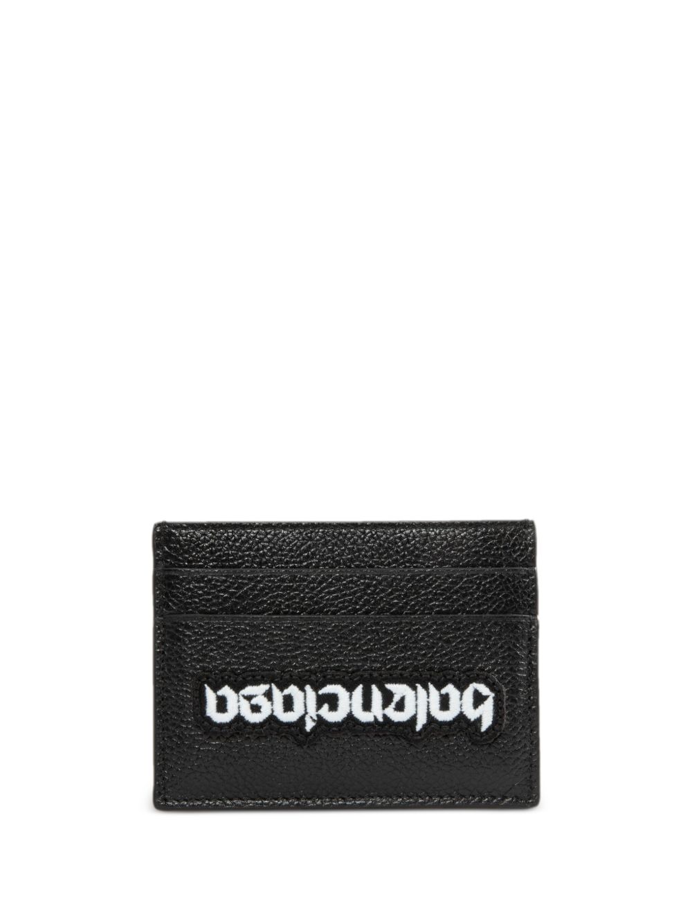 Balenciaga 颠倒设计logo皮质卡夹 - 黑色