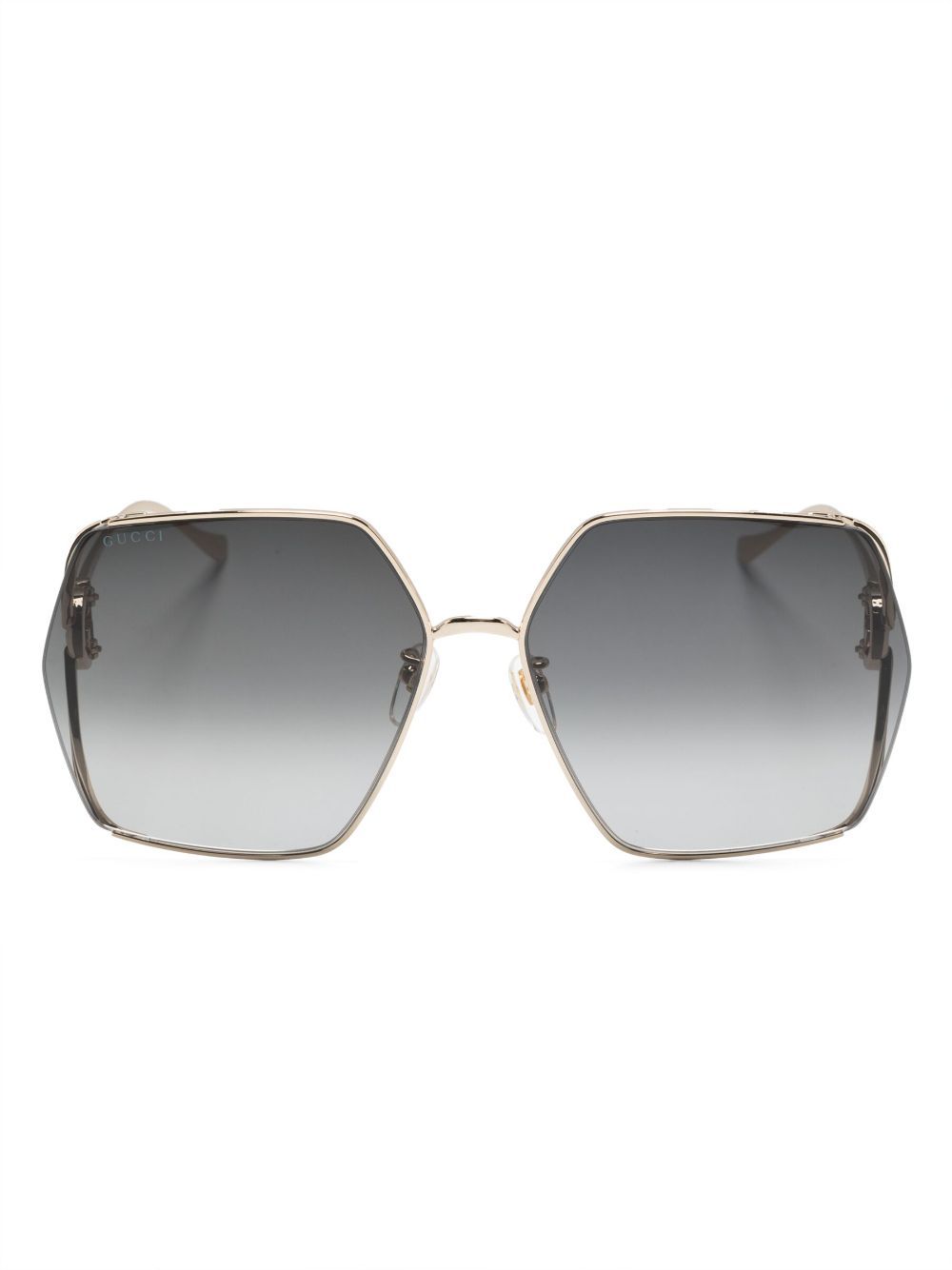 Gucci Eyewear 超大方框太阳眼镜 - 金色