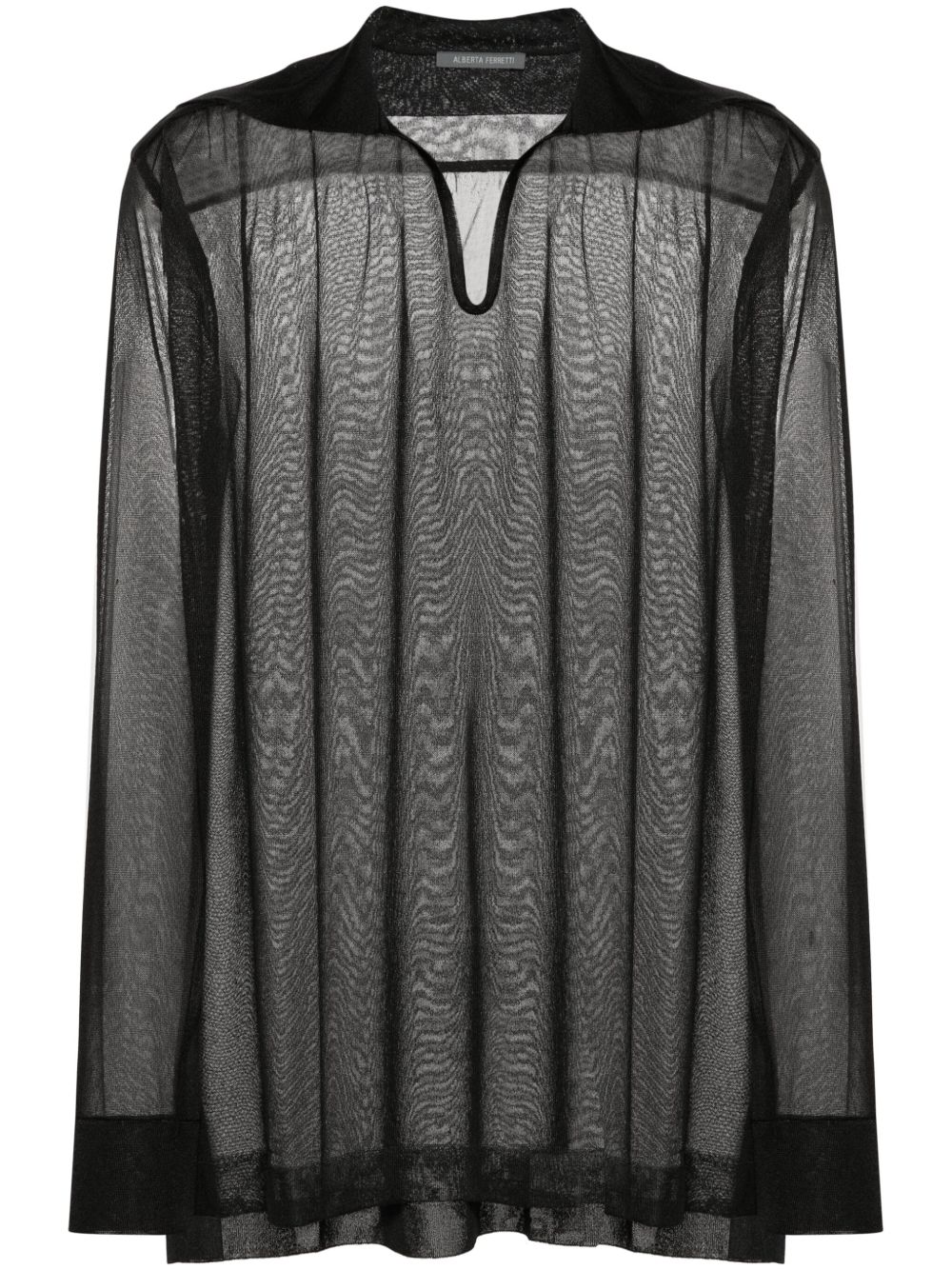 Alberta Ferretti 半透明长款上衣 - 黑色