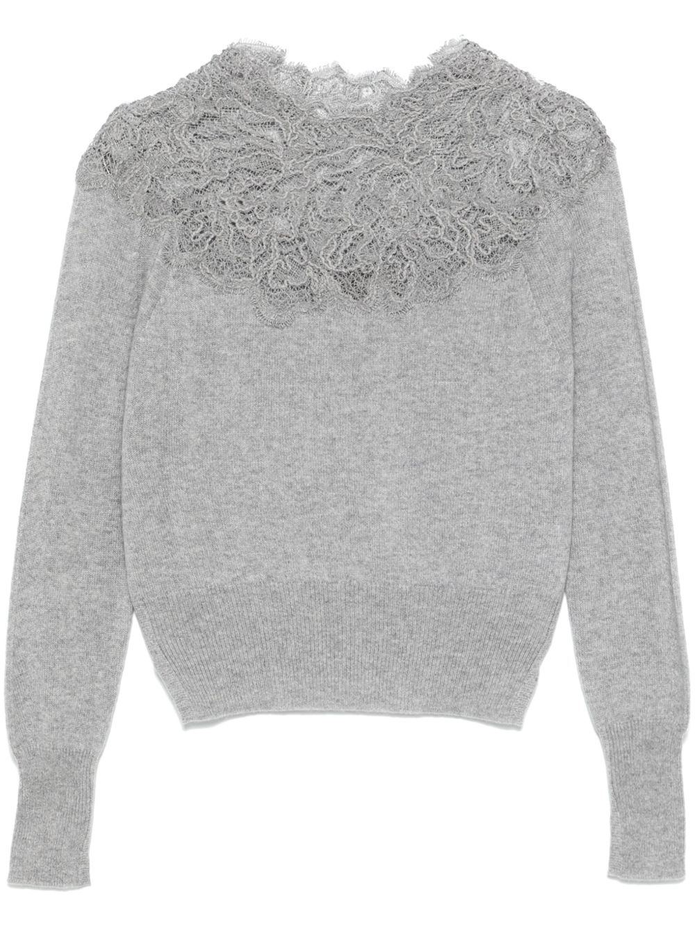 Ermanno Scervino 蕾丝细节羊绒毛衣 - 灰色