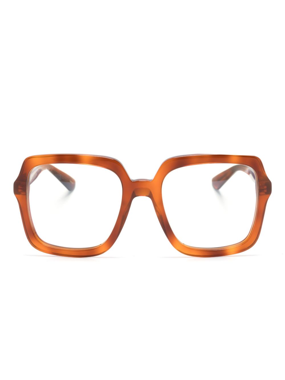 Gucci Eyewear 玳瑁纹效果方框眼镜 - 褐色