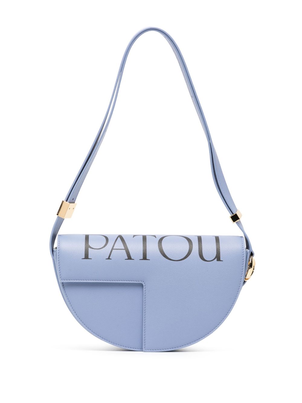 Patou logo印花皮质单肩包 - 蓝色