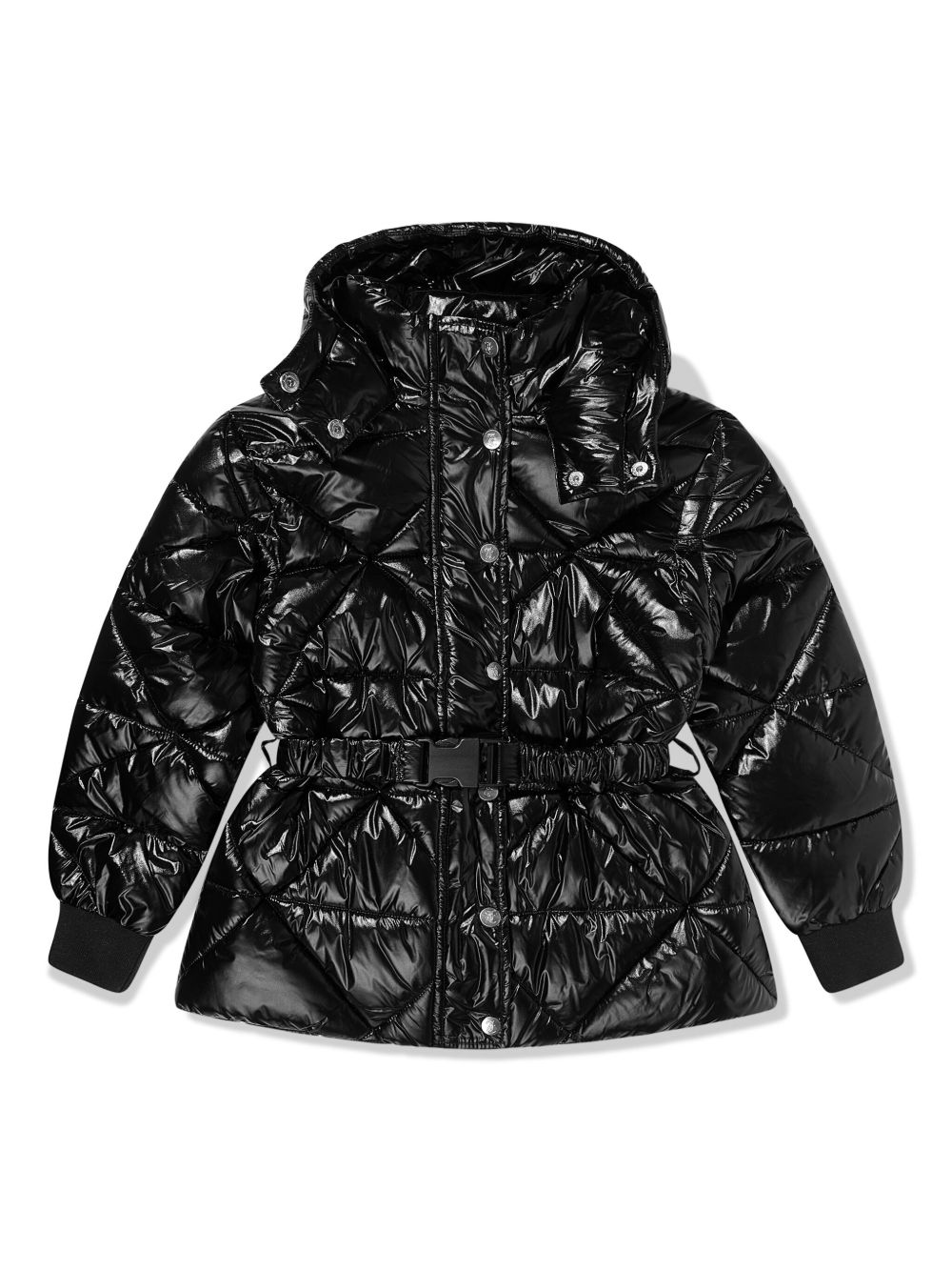 Juicy Couture Kids 束腰绗缝衬垫夹克 - 黑色