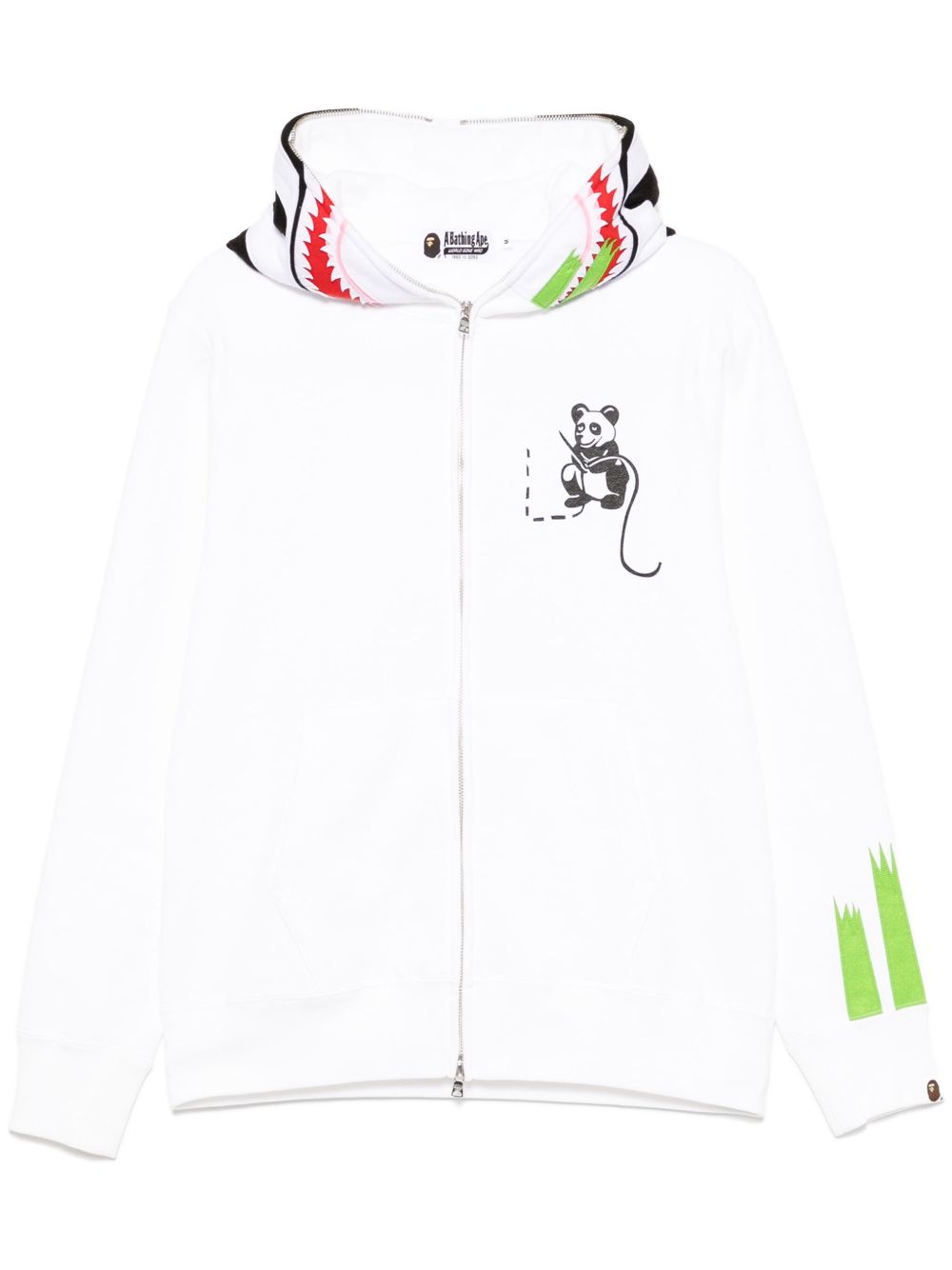 A BATHING APE® 熊猫拉链连帽衫 - 白色