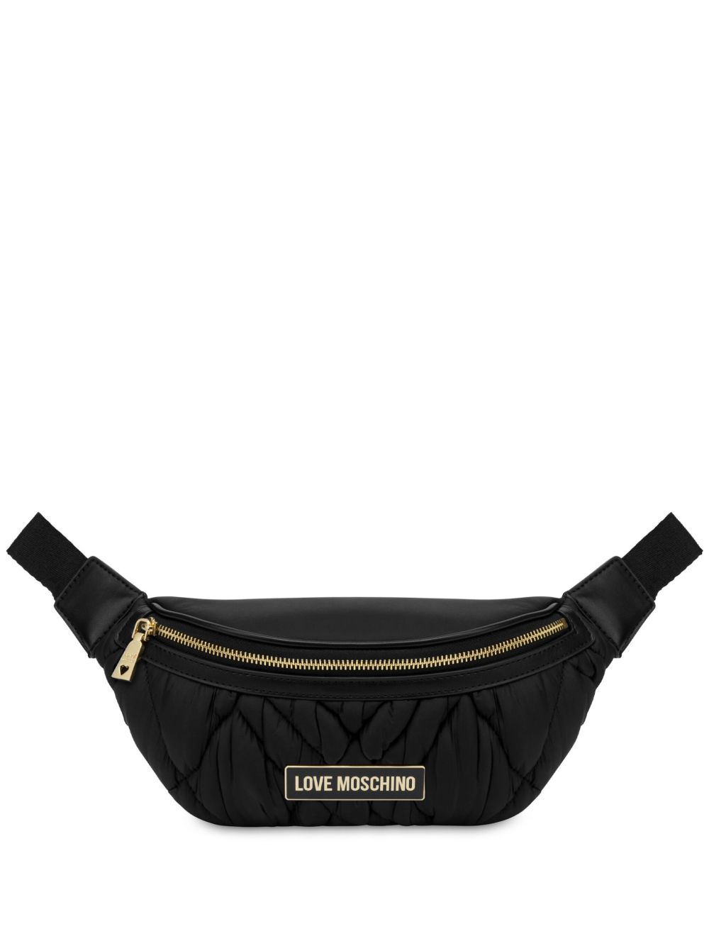 Love Moschino logo标牌填充腰包 - 黑色