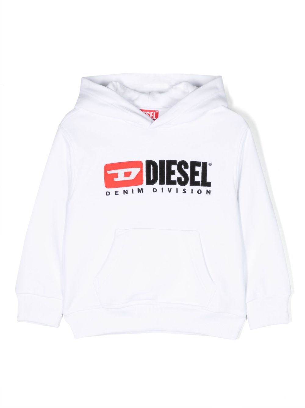 Diesel Kids logo刺绣棉连帽衫 - 白色