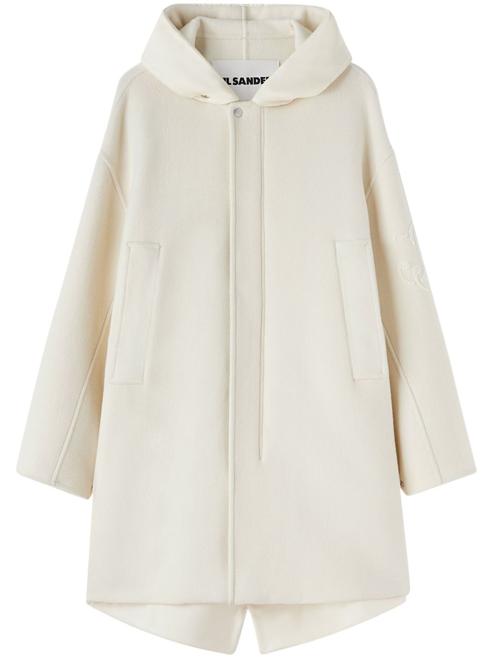 Jil Sander 初剪羊毛连帽派克大衣 - 白色