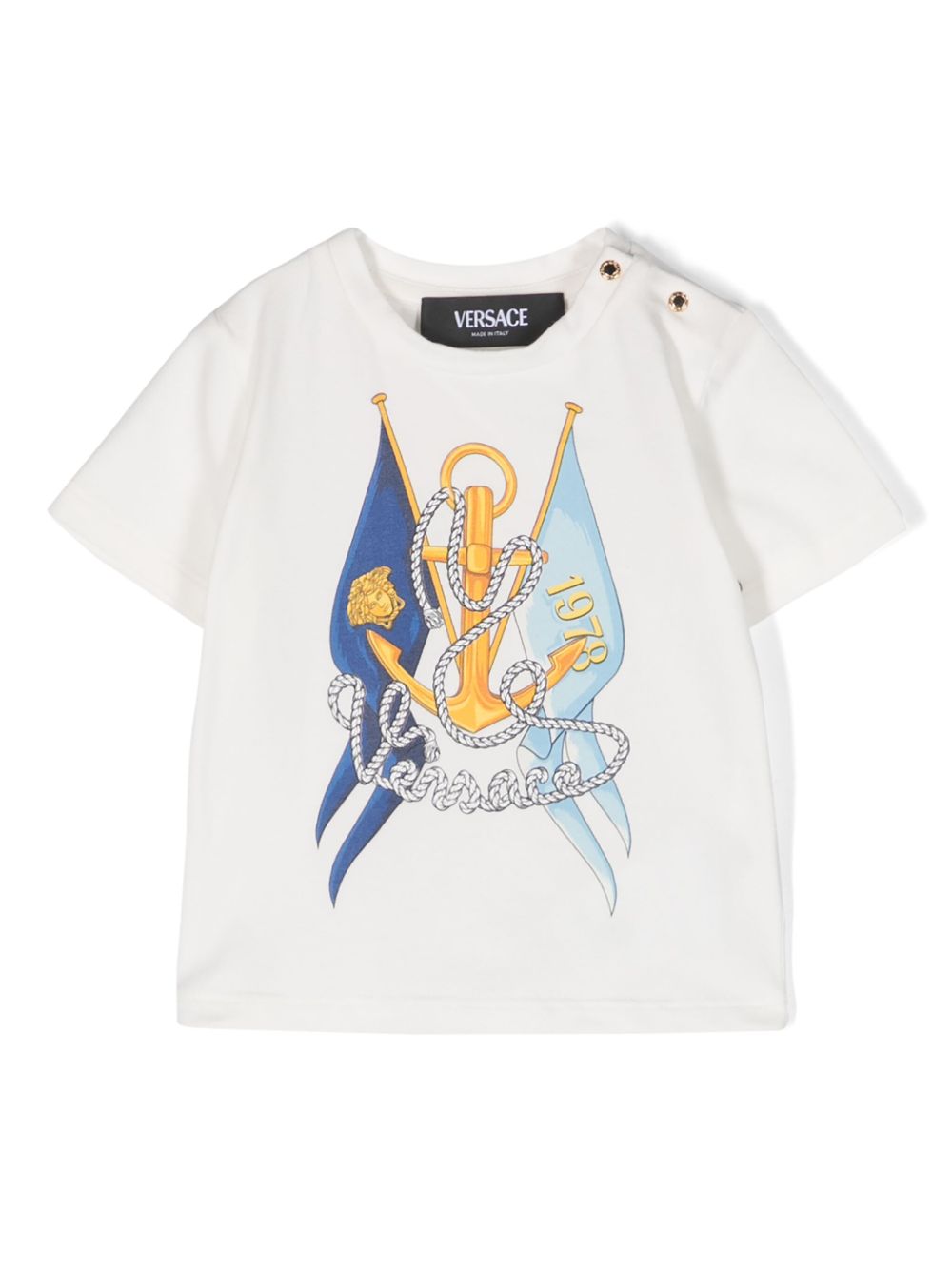 Versace Kids Marine 印花棉T恤 - 白色