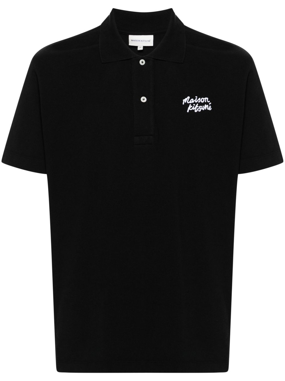 Maison Kitsuné Handwriting logo刺绣polo衫 - 黑色