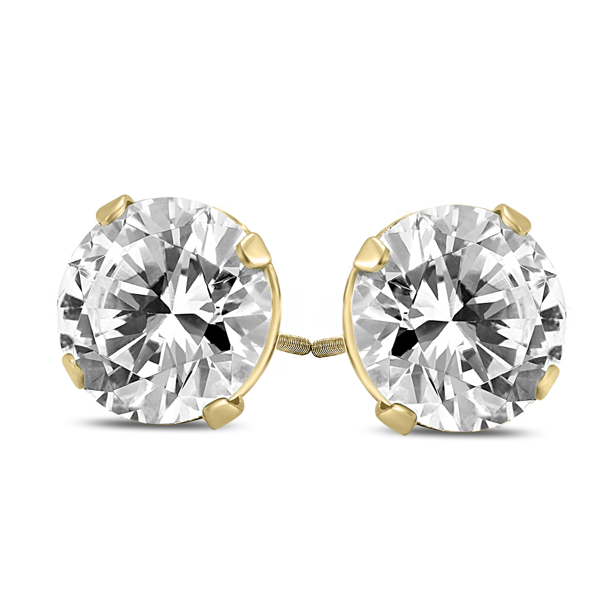 AGS Certified (J-K Color, SI1-SI2 Clarity) 3/4 Carat TW Round Diamond Solitaire Stud Earrings In 14k Yellow Gold