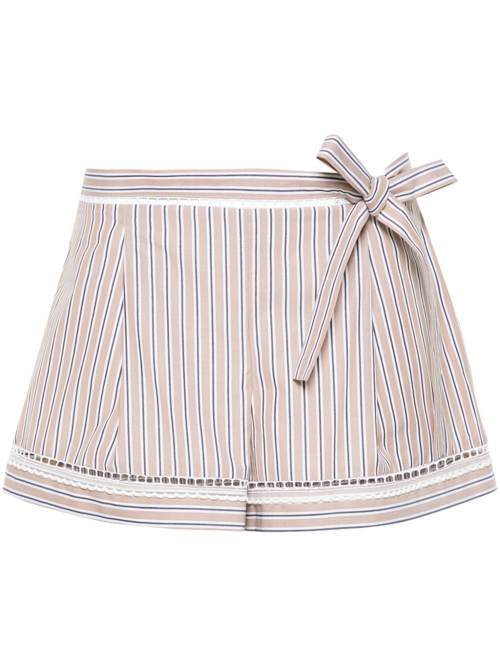 Alberta Ferretti 蝴蝶结缀饰条纹迷你短裤 - 中性色